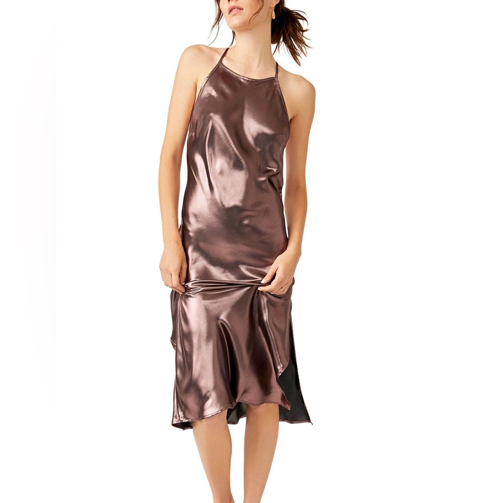 NWT Free People Intimatly Sunset Shimmer Midi Slip Dress